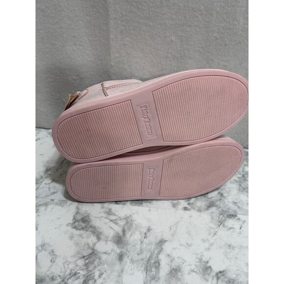 Juicy Couture Blush Pink Faux Fuzzy Ankle Booties 9 Faux Suede Bow Detail Logo - Picture 7 of 10